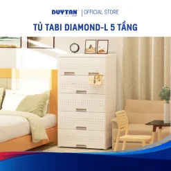 Tủ Tabi Diamond-L 5 tầng DUY TÂN nhựa PP/ABS, bao gồm 4 hộc lớn và 2 hộc nhỏ, tủ quần áo đa năng, tiện lợi