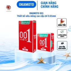 Bao cao su Okamoto 0.01 zero one, siêu mỏng cao cấp nhất thế giới, Truyền Nhiệt Nhanh - Hộp 2 - 4c