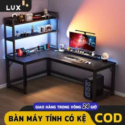LUX Bàn máy tính, bàn hình L, bàn học, bàn làm việc, có thể lắp đặt tự do bên trái hoặc bên phải, lắp ráp đơn giản.