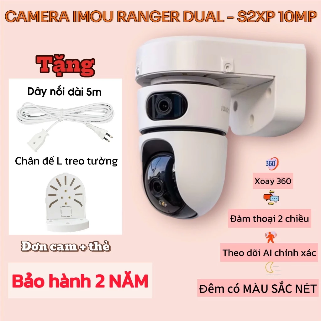 CAMERA 2 MẮT TRONG NHÀ IMOU RANGER DUAL S2XP 6MP-10MP/S2XEP 6MP-10MP Xoay 360 Bảo Hành 2 Năm