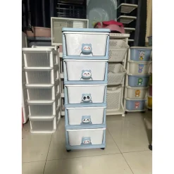 Tủ nhựa Hình gấu 4 - 5 tầng dung tích lớn đựng đồ chơi hoạt hình, quần áo tủ đựng quần áo gia đình ( 293)