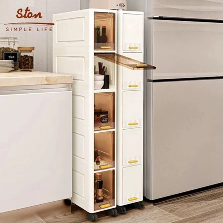 STON Tủ lưu trữ Tủ lưu trữ phòng tắm trong suốt Tủ nhựa lưu trữ có bánh xe ngăn kéo Tủ đựng đồ