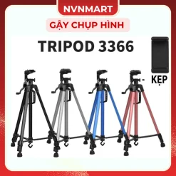 Chân giá đỡ điện thoại, máy ảnh Tripod 3366 cao 150cm có tay cầm cực chắc chắn - Giao màu ngẫu nhiên