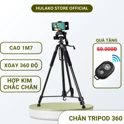 Chân Quay Máy Ảnh Điện Thoại Tripod 360 1m4 & 1m7 HULAKO Gập Gọn 55cm Tripod Quay Vlog Chụp Ảnh, Quay Video Đa Thiết Bị