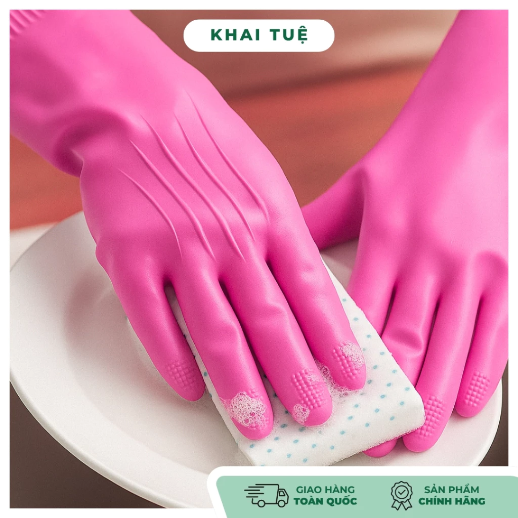 Găng tay Hồng CAO SU ĐỦ SIZE MS M L (35CM 37CM 39CM) bao tay cao su ĐÔNG CẦU VỒNG