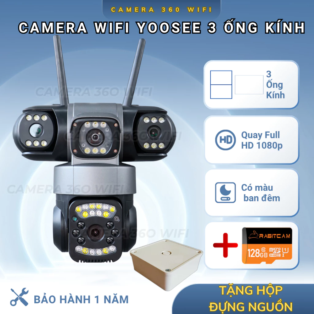 Camera Yoosee 3 MẮT MÁY BAY ĐỘC LẬP 18MP, xoay 3 mắt cùng lúc đa chiều, đầy đủ tính năng, bảo hành 1 năm CHÍNH HÃNG