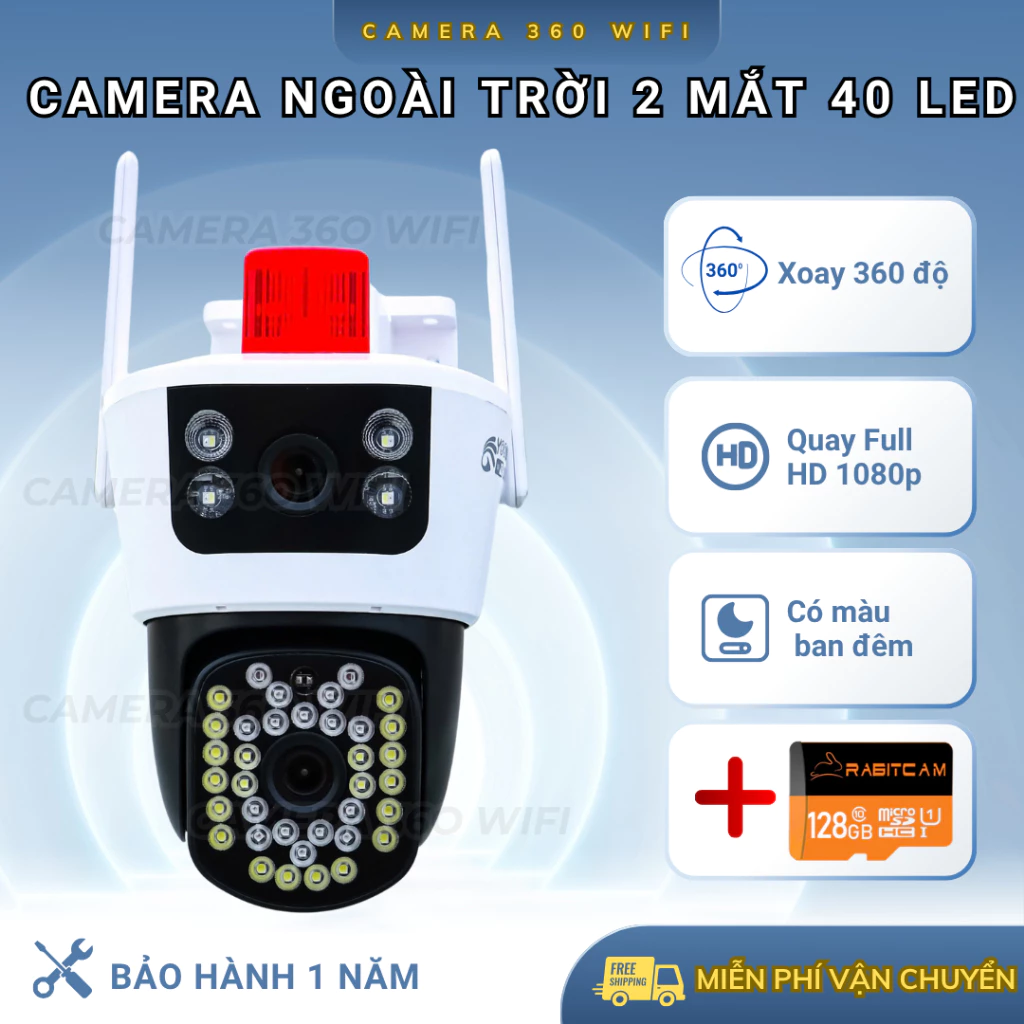 Camera Yoosee 2 MẮT KÉP 12MP ngoài trời, XEM 2 MÀN HÌNH cùng lúc,xem đêm có màu,hỗ trợ đàm thoại 2 chiều,BH 1 NĂM