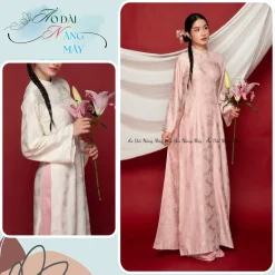 Áo Dài Truyền Thống Form Ôm Tiểu Vũ Vải Gấm Cao Cấp Cổ Cao Tay Dài Trẻ Trung Sang Trọng - Áo Dài Nàng Mây