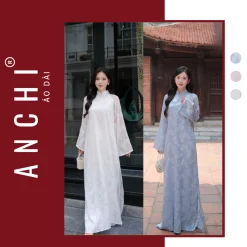 Áo Dài Dư Hy Dáng Suông Tay Dài, Chất Vải Tơ Thêu Lót Lụa Mềm Mại, Áo Dài Cách Tân - Áo Dài ANCHI