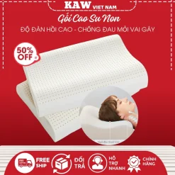 Gối Cao Su KAW Chống Đau Mỏi Vai Gáy, Chống Ngáy, Cao Su Nguyên Chất - Nâng Cấp Chất Lượng Giấc Ngủ