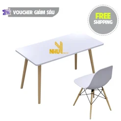 Bàn làm việc, bàn học, bàn gaming chân gỗ lắp ráp tiện lợi hiện đại NHU Y DECOR