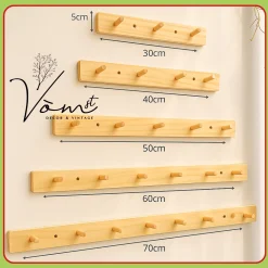Móc Gỗ Treo Tường Cao Cấp Vòm Decor – Treo Quần Áo, Túi Xách, Phụ Kiện – Gỗ Thông Mỹ MK010