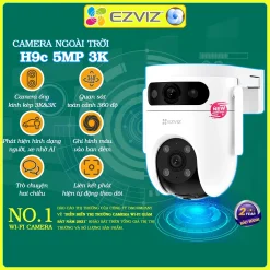 Camera wifi ống kính kép Ezviz H9C H90 3MP/5MP 2K/3K chính hãng, màu ban đêm, báo động, đàm thoại