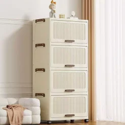 💖Tủ nhựa gấp gọn💖40-70cm Thể Xếp tủ nhựa đựng quần áo Trong suốt đựng đồ tủ nhựa không cần lắp đặt Tủ Đựng Đồ