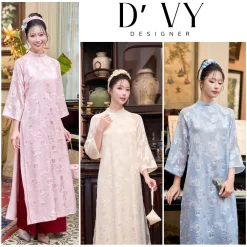 Áo Dài Voan Thêu " Dư Hy" may 4 tà vải mềm dễ mặc sp hotrend 2026 - Áo Dài Phương Vy