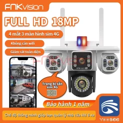【Fnkvision】CAMERA YOOSEE 3 MẮT 4G XÀI SIM – 18MP – XEM 2 KHUNG HÌNH - MẪU CHỐNG NƯỚC XOAY 360 ĐỘ