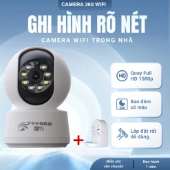Camera Yoosee 1 mắt trong nhà HK216S, Quay quét đa chiều 360 độ, xem đêm có màu sắc nét, Bảo hành 1 năm