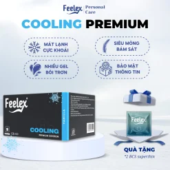 Bao cao su Feelex Cool siêu mỏng, mát lạnh, cảm giác chân thật, hộp 10 bao