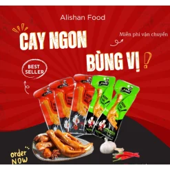 Combo 5 Chân gà cay Việt Nam hãng Alishan ủ vị xì dầu tỏi ớt siêu ngon, hương vị chân gà cay tứ xuyên