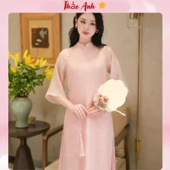 [ Áo Dài Tết 2026] Áo Dài Cách Tân Thanh Điệp Tơ In Hoa Form Suông Nhẹ Tay Lỡ Đính Ngọc Hàng May Sẵn ADTA036