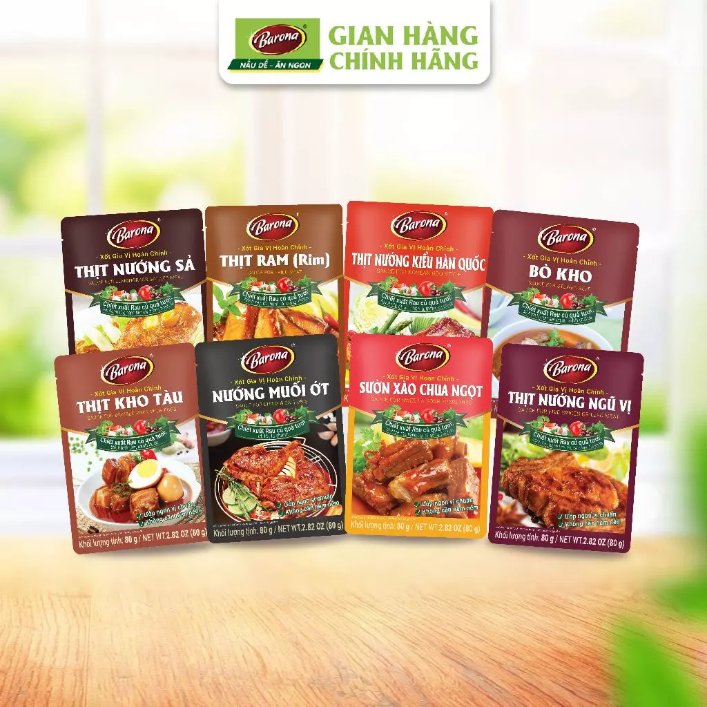 Xốt Gia Vị hoàn chỉnh Barona 80g/gói nấu ngon vị chuẩn