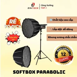 Softbox Parabolic Chuyên Dụng Cho Quay Video, Chụp Ảnh, Livestream – Gom Sáng Tốt, Ánh Sáng Mềm Mại Tự Nhiên - Zinteck
