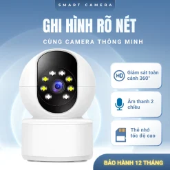 Camera Wifi Xoay 360 Độ Thông Minh Full HD 1080P Hỗ Trợ Thẻ Nhớ, Đàm Thoại 2 Chiều, Báo Động Chuyển Động