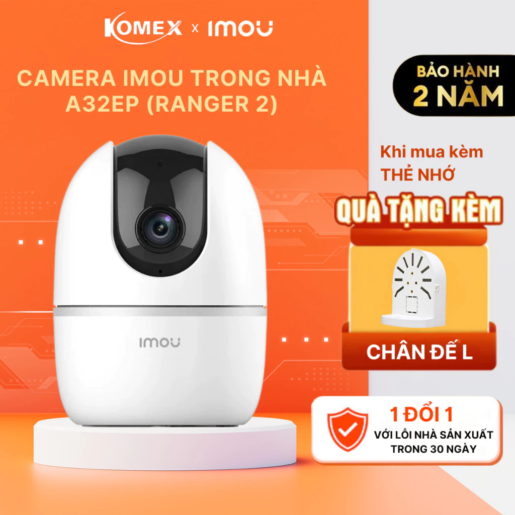 Camera IMOU trong nhà A32EP (Ranger 2, 3MP) đàm thoại 2 chiều chống ngược sáng tích hợp còi báo động