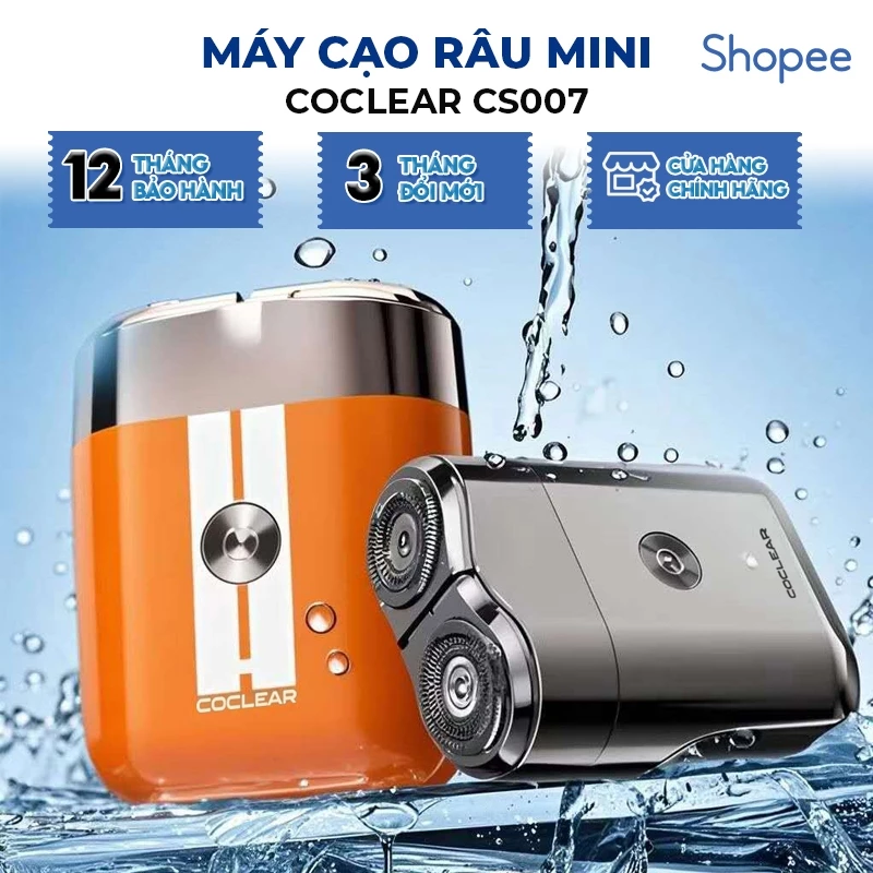Máy cạo râu mini coclear CS007 thiết kế động cơ tốc độ cao, cạo khô và nước, pin sử dụng đến 2 tháng, bảo hành một năm