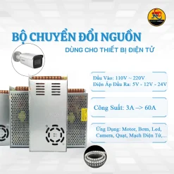 Nguồn 12V 24V 5V Nguồn Tổ Ong Bộ Đổi Nguồn Dùng Cho Camera Đèn Led Motor Máy Bơm - Bảo Hành 12 Tháng