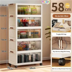 Tủ Nhựa Gấp Gọn Tủ nhựa đa năng gấp gọn tủ đựng đồ quần áo sơ sinh tủ nhựa đựng đồ 5 tầng Đi kèm với bánh xe