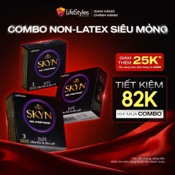Combo 3 hộp bao cao su siêu mỏng LifeStyles SKYN Elite Non-latex không mùi cao su hộp 3 bao