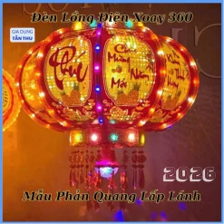Đèn lồng điện xoay tròn 3D chữ Việt Nam ( Tặng Đèn LED ) Trang trí tết Treo Trang Trí tết 2026