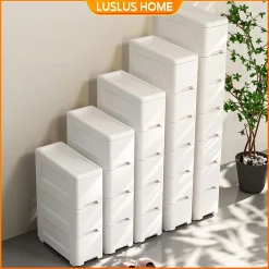 LUS Tủ nhựa đa năng Tủ lưu trữ khe hẹp có bánh xe Kệ để đồ đựng đồ khoảng trống nhà bếp tủ bên