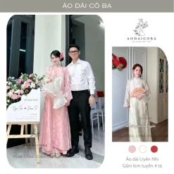 Áo Dài Dáng Suông Uyển Nhi Chất Gấm Kim Tuyến Cao Cấp 2 Lớp 4 Tà, Mặc Dạm Ngõ, Sự Kiện Trang Trọng - Áo Dài Cô Ba