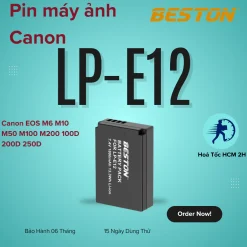 Bộ Pin LP-E12 1800mAh + Sạc Beston Dùng Cho Máy Ảnh Canon EOS M6 M10 M50 M100 M200 100D 200D 250D