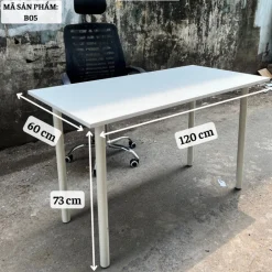 Bàn làm việc trang trí phòng học sinh, gỗ chân tròn, mặt bàn dày lắp ghép tiện lợi nội thất lắp ráp