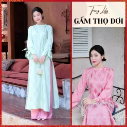 Áo dài Gấm Thọ 2026, áo dài cách tân mặc tết, tay cách điệu,cổ áo truyền thống- Trang Lily Áo Dài - ADTETVIP04