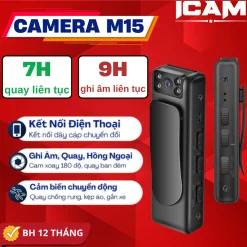 Camera m15 không dây sài pin 10 giờ tiện lợi quay phim mọi nơi, Camera mini cao cấp góc quay rộng