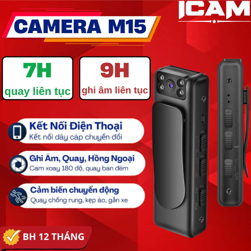 Camera m15 không dây sài pin 10 giờ tiện lợi quay phim mọi nơi, Camera mini cao cấp góc quay rộng