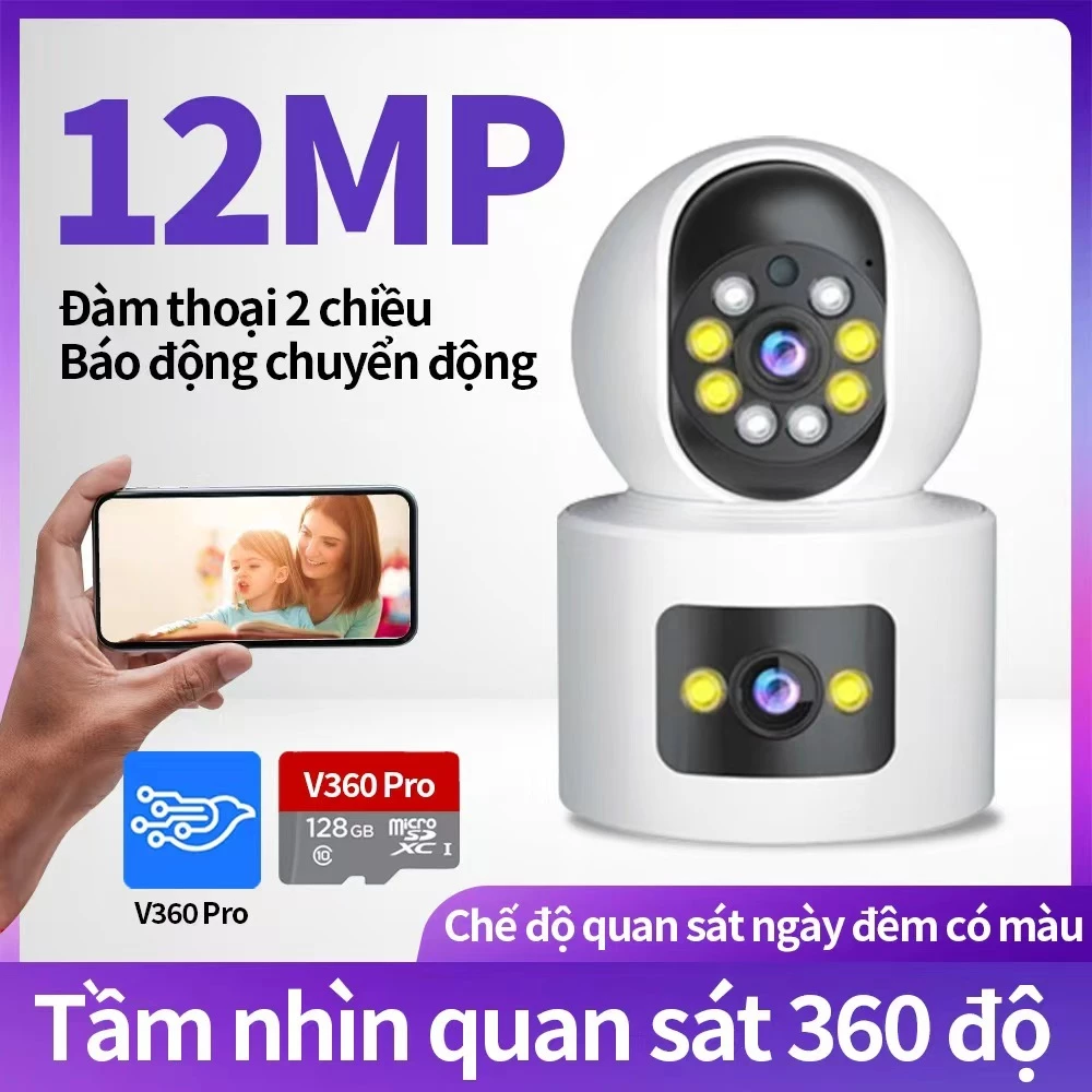 Camera IP Wifi V360Pro mẫu mới - quan sát 360 độ - phiên bản tiếng việt - 2 MẮT XEM 2 MÀN HÌNH -bảo hành 12 tháng