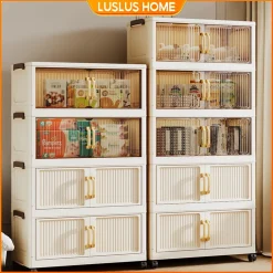 LUS Tủ nhựa 3/4/5tầng gấp gọn phòng ngủ tủ quần áo có bánh xe lắp đặt nhanh chóng tủ đựng đồ