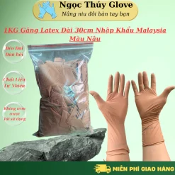 [Màu Nâu Chocolate ] Bịch 1KG Găng Tay Cao Su Y Tế Latex Tay Dài 30cm Chính Hãng Nhập Khẩu Malaysia