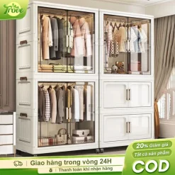 Trove 70/80cm Tủ Quần Áo Gấp Gọn Nhựa Phòng Ngủ Tủ Đựng Có Cửa Từ Thông Kệ Đựng Đồ Đa Năng Cho Trẻ
