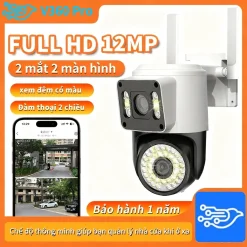 Camera 2 Mắt WiFi 360 Độ Ngoài Trời - Quan Sát Toàn Diện, Đàm Thoại 2 Chiều-Bảo hành 12 tháng