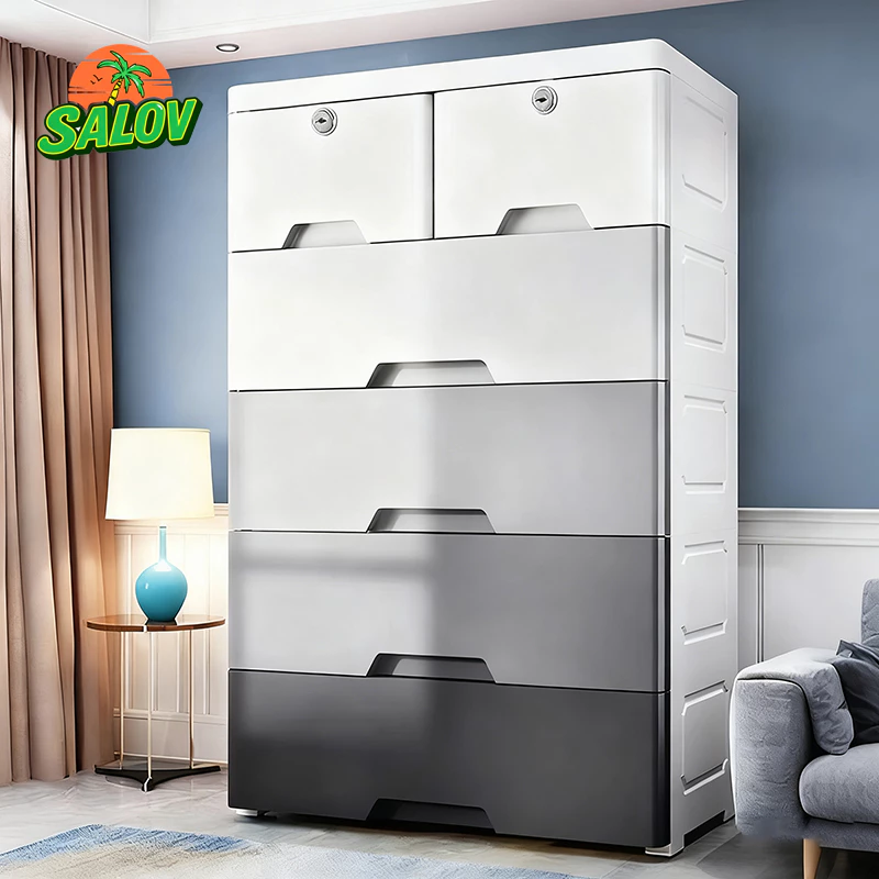SALOV Tủ nhựa nhiều tầng Tủ đựng đồ có ngăn kéo dung tích lớn Thích hợp cho phòng khách, phòng ngủ và các cảnh khác