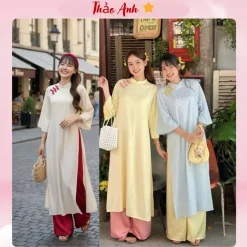 [ Áo Dài Tết 2026] Áo Dài Cơ Uyển Gấm Họa Tiết In Chìm Form Suông Cách Tân Tay Lỡ Đính Cúc Sò ADTA102