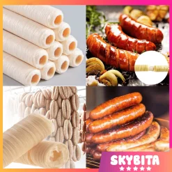 Vỏ COLLAGEN Làm Xúc Xích - [NDX/NDXC] Vỏ Làm Lạp Xưởng Dai Giòn Tự Nhiên, Dùng Ngay Không Cần Xử Lý (Dài 15m) Đủ Size