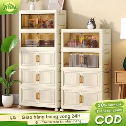 Trove Tủ lưu trữ có thể gập lại nhựa tủ bếp đa năng có bánh xe Tủ đựng đồ cao cấp Kệ để đồ
