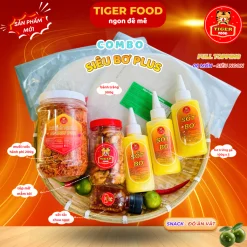 COMBO Bánh tráng phơi sương TIGER FOOD Bánh Tráng + Muối Ruốc Hành Phi + Bơ + Tóp Mỡ + Sốt tắc FREESHIP Đồ Ăn Vặt Snack